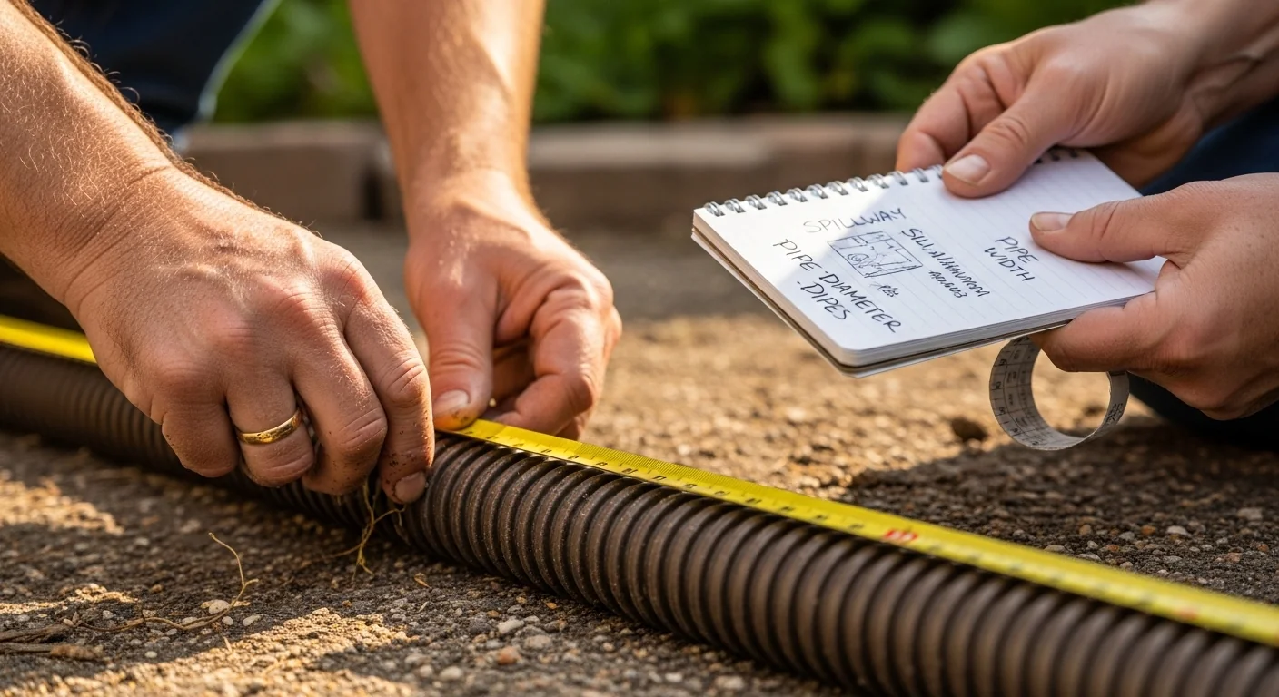 Measuring pipe run and spillway for waterfall pump calculator