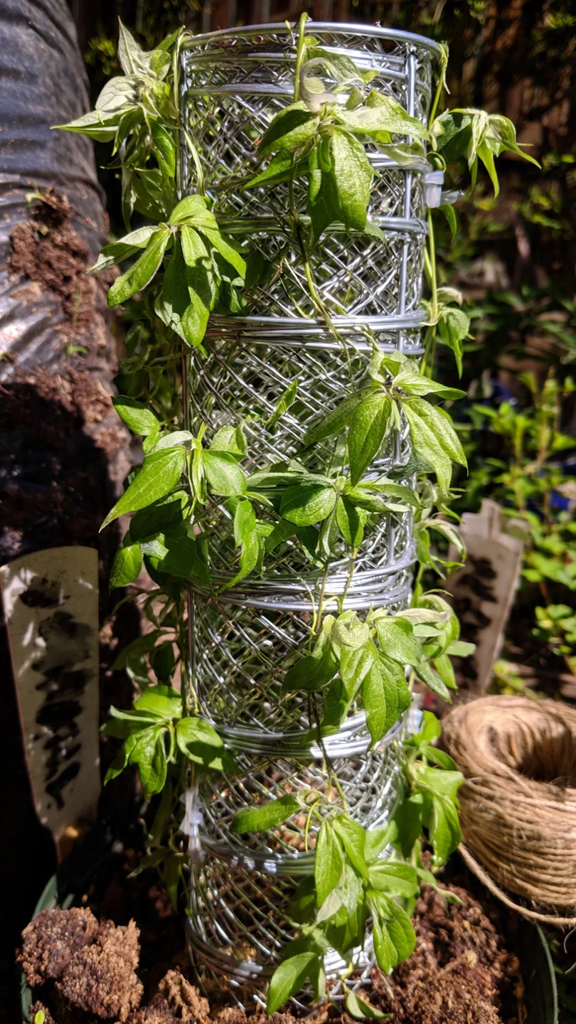 clematis-trellis-metal-mesh-cylinder