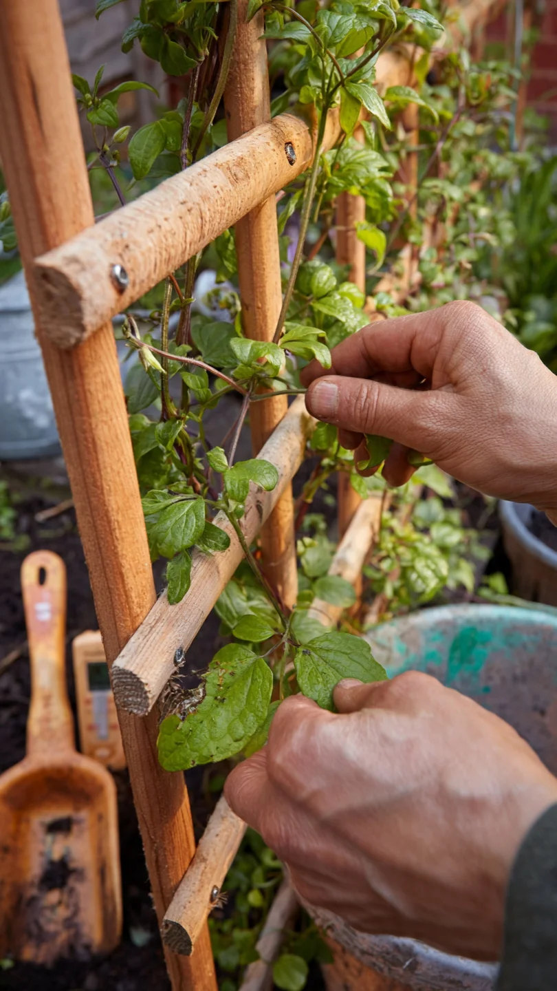 clematis-trellis-ladder-style-wooden-trellis